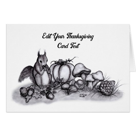 秋のリス、幸せな感謝祭！ (正面横)