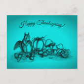 秋のリス、幸せな感謝祭! シーズンポストカード (正面)