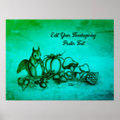 秋のリス、幸せな感謝祭！ ポスター (正面)