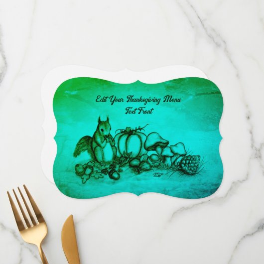 秋のリス、幸せな感謝祭！ メニュー (正面/裏面インサイチュ)