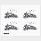 秋のリス、幸せな感謝祭！ 長方形シール (シート)