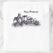 秋のリス、幸せな感謝祭！ 長方形シール (バッグ)