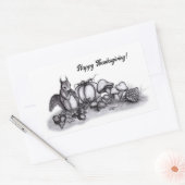 秋のリス、幸せな感謝祭！ 長方形シール (封筒)