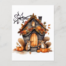 秋のリスAI生成の水色 ポストカード