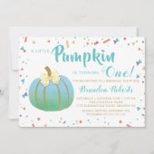 秋のリトルカボチャ男の子1st誕生日の写真 招待状 (正面)