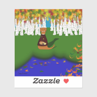 秋のリバー・ウルフ湖でオリバー・ザ・オッター シール