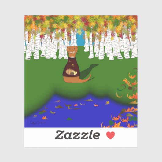 秋のリバー・ウルフ湖でオリバー・ザ・オッター シール (シート)