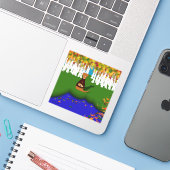 秋のリバー・ウルフ湖でオリバー・ザ・オッター シール (ノートパソコンとiPhone)