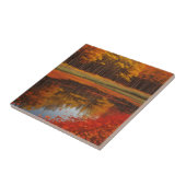 秋のリフレクションズア穏やかな湖 タイル (側面)