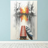 秋のリフレクションドックサイド キャンバスプリント (インサイチュ (ウッドフロア))