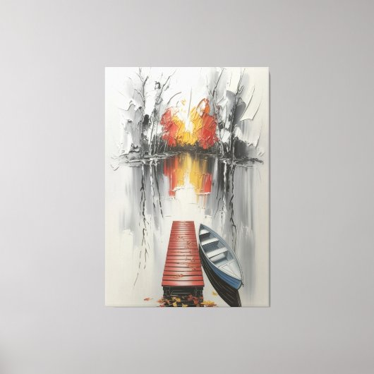 秋のリフレクションドックサイド キャンバスプリント (正面)