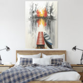 秋のリフレクションドックサイド キャンバスプリント (インサイチュ (寝室))