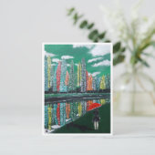 秋のリフレクション絵を描ズバイアルフレッドキツネ ポストカード (スタンド正面)