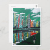 秋のリフレクション絵を描ズバイアルフレッドキツネ ポストカード (正面/裏面)