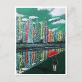 秋のリフレクション絵を描ズバイアルフレッドキツネ ポストカード (正面)