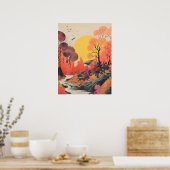 秋のリフレクション:穏やかな川の風景 ポスター (キッチン)