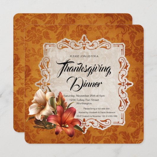 秋のリリー感謝祭ディナー 招待状 (正面/裏面)