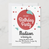 秋のリンゴのコンフェッティ ハートの誕生日招待状 招待状 (正面)