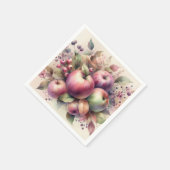秋のリンゴはパステル色の水絵を描色の スタンダードカクテルナプキン (角)