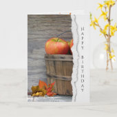 秋のリンゴ入り誕生日 カード (黄色い花)