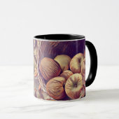 秋のリンゴ果実水色ヴィンテージ マグカップ (正面右)