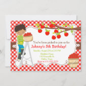 秋のリンゴ狩り アフリカ系アメリカ人の誕生日 招待状 (正面)