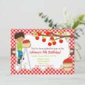 秋のリンゴ狩り アフリカ系アメリカ人の誕生日 招待状 (スタンド正面)