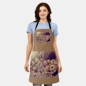 秋のリンゴ絵画入り エプロン (着用した状態)