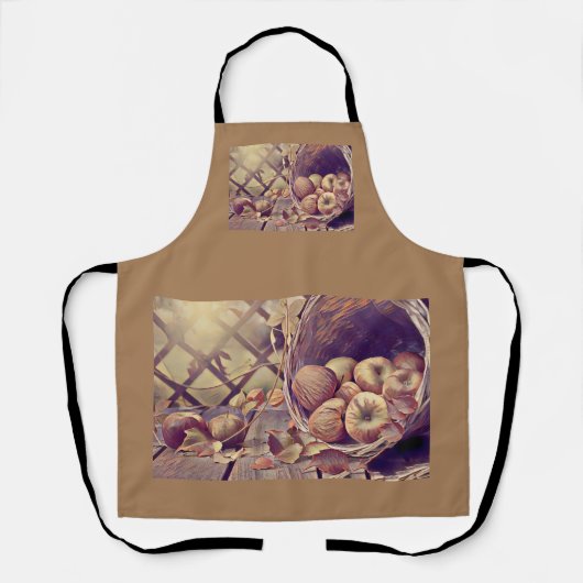 秋のリンゴ絵画入り エプロン (正面)