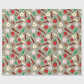 秋のリンゴ、花、星アニス感謝祭 ラッピングペーパー (フラット)