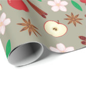 秋のリンゴ、花、星アニス感謝祭 ラッピングペーパー (ロールコーナー)