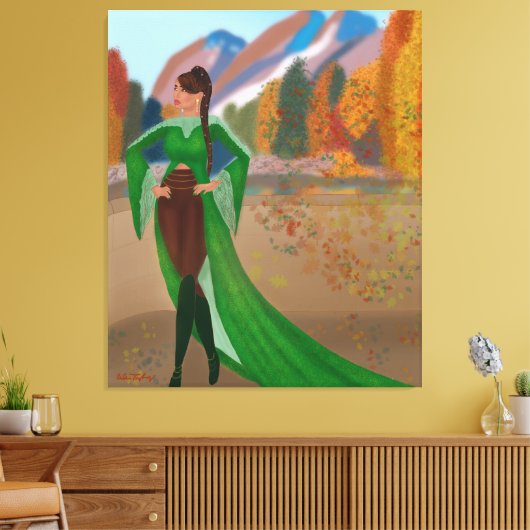 秋のリーガル | 美しい黒人女性 キャンバスプリント (インサイチュ (リビング))