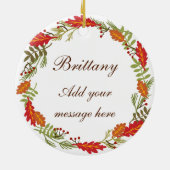 秋のリースのオーナメントの赤いトンボ セラミックオーナメント (裏面)