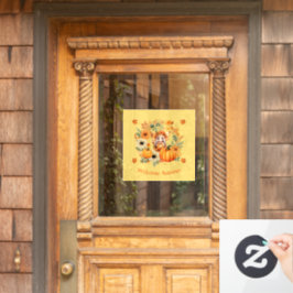 秋のリースの可愛いかぼちゃの妖精 ウィンドウサイン