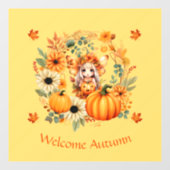 秋のリースの可愛いカボチャの妖精 ウィンドウサイン (シート)