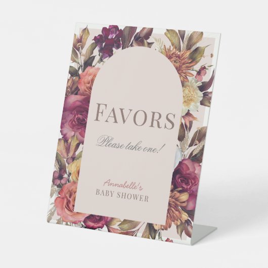 秋のリースアーチピンクベビーシャワーウィーズ 台座サイン (正面)