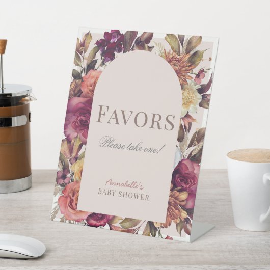 秋のリースアーチピンクベビーシャワーウィーズ 台座サイン (インサイチュ)