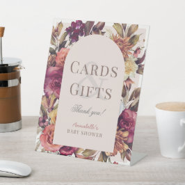 秋のリースアーチピンクベビーシャワーカード&ギフト 台座サイン