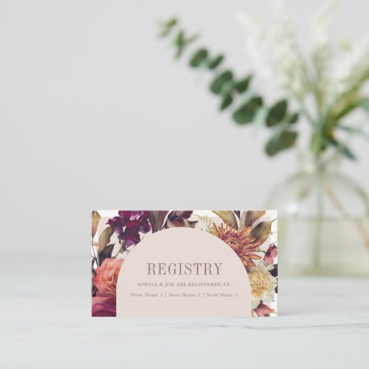 秋のリースアーチピンク結婚クのレジストリ エンクロージャーカード (スタンド正面)
