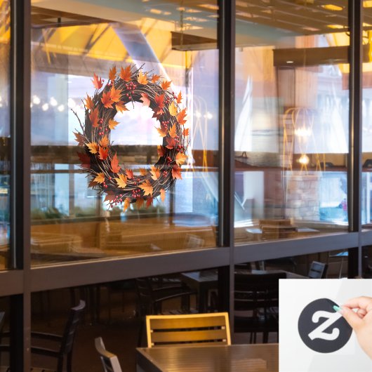 秋のリースウィンドウ ウィンドウサイン (レストラン窓)