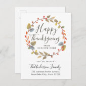 秋のリースハッピーサンクスギビングホリデームービング 案内ポストカード (正面/裏面)