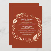 秋のリースパンプキンフレーム感謝祭 招待状 (正面/裏面)