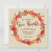 秋のリース与え感謝してい感謝祭ディナー 招待状 (正面)