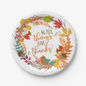 秋のリース与え感謝してい2 ペーパープレート (正面)