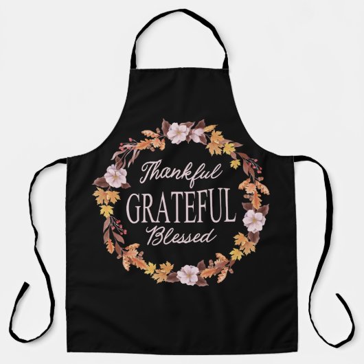 秋のリース感謝感謝賛美 エプロン (正面)