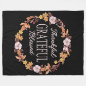 秋のリース感謝感謝賛美 フリースブランケット (正面(横))