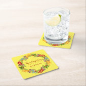 秋のリース感謝祭恵み スクエアペーパーコースター (インサイチュ)