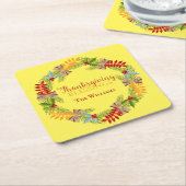 秋のリース感謝祭恵み スクエアペーパーコースター (アングル)