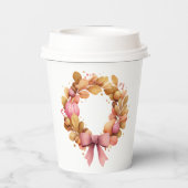 秋のリース紙カップ – 感謝祭ホット/コールドC 紙コップ (裏面)