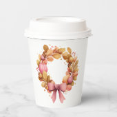 秋のリース紙カップ – 感謝祭ホット/コールドC 紙コップ (正面)